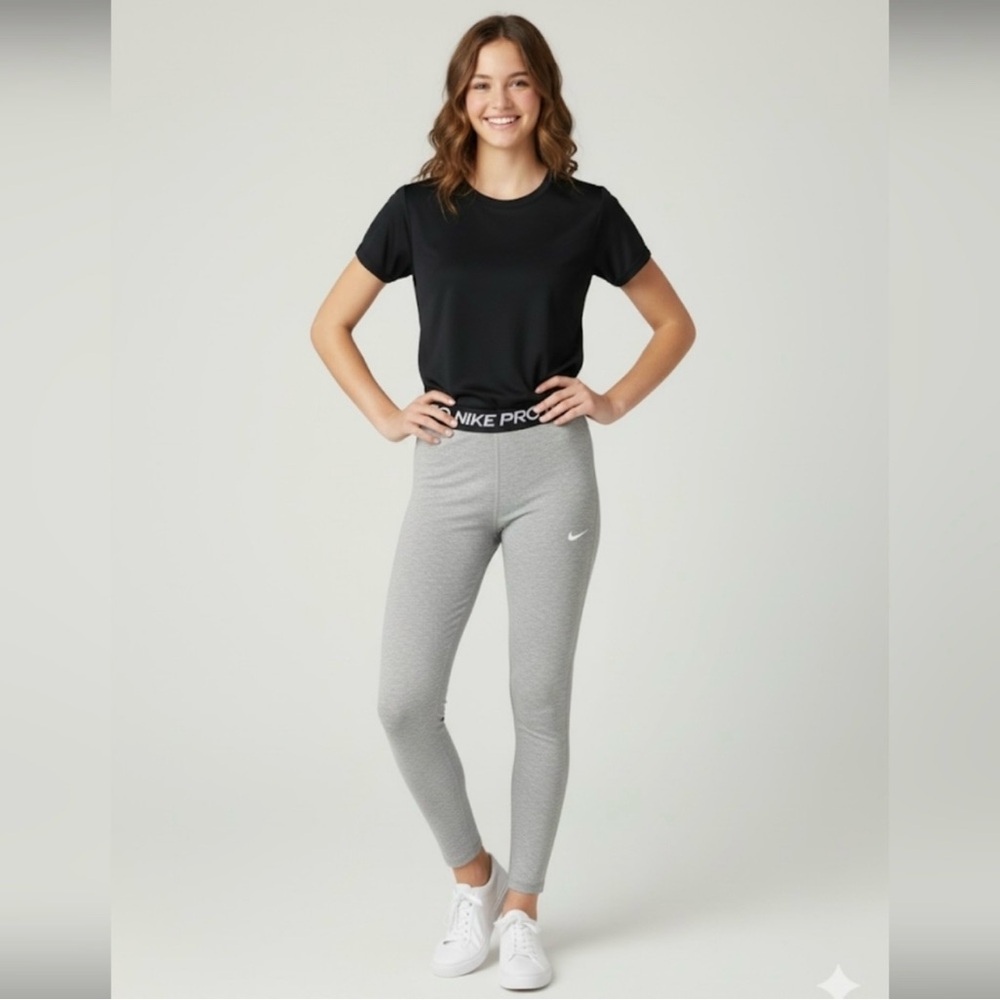 Nike Pro Tight Fit, Mid rise, Full Length Gray Leggings Size Large nwt